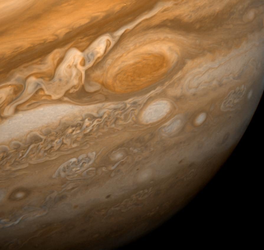 Jupiter mit Großem Roten Fleck, aufgenommen von Voyager 1